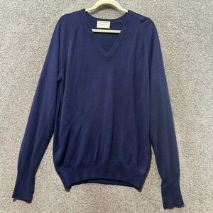 VTG 70/80s Lord Jeff V-Neck‎ Sweater Men XL Blue Supersoft Dupont Orlon USA Made